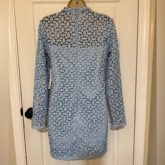 NWT AQUA Sky Blue Lace Long Sleeve Sheath Dress Size M - Picture 3 of 10